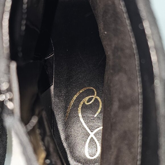 Sam Edelman Ulissa Luster Ankle Boot Womens 8.5 Black Suede Rhinestone Buckle - Picture 12 of 15